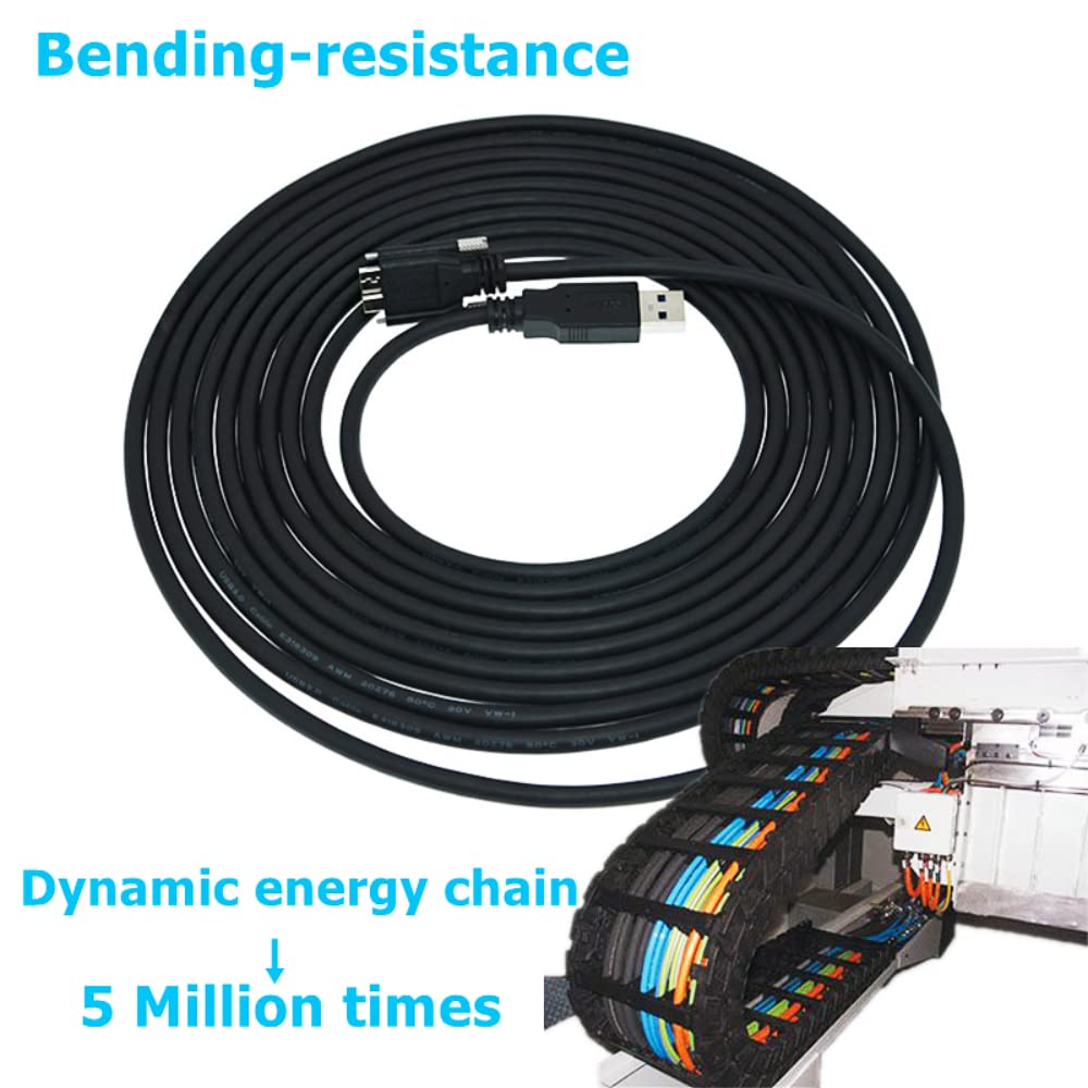 USB 3.0 Cable A/M to Micro B/M Dual Screw Locking Industrial Drag Chain Cable (1M) Pack of 2 L120161