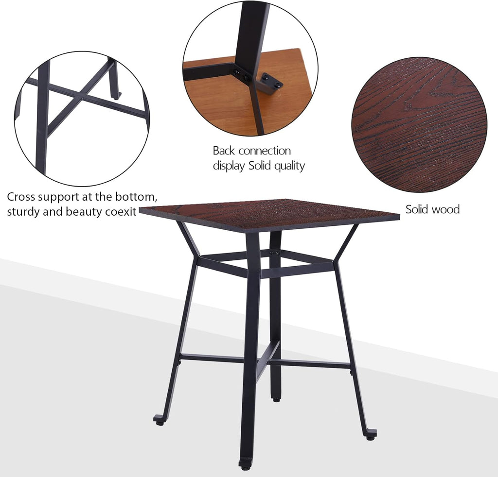 Solid Wood Bar Table with Metal Frame R796789