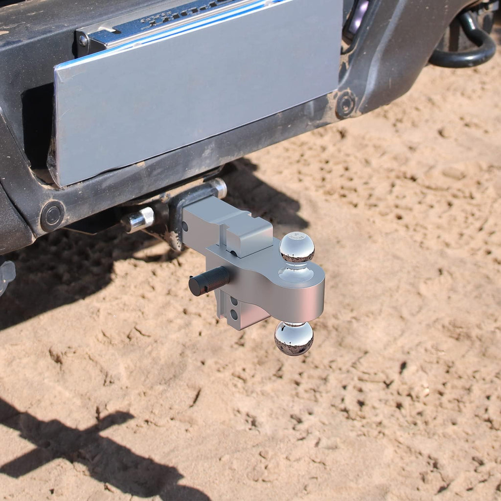 Adjustable Trailer Hitch Ball Mount, 4 Inch Drop, 2.5 Inch Receiver, 18,500 LBS GTW, Forged Aluminum Shank, Dual Balls S829