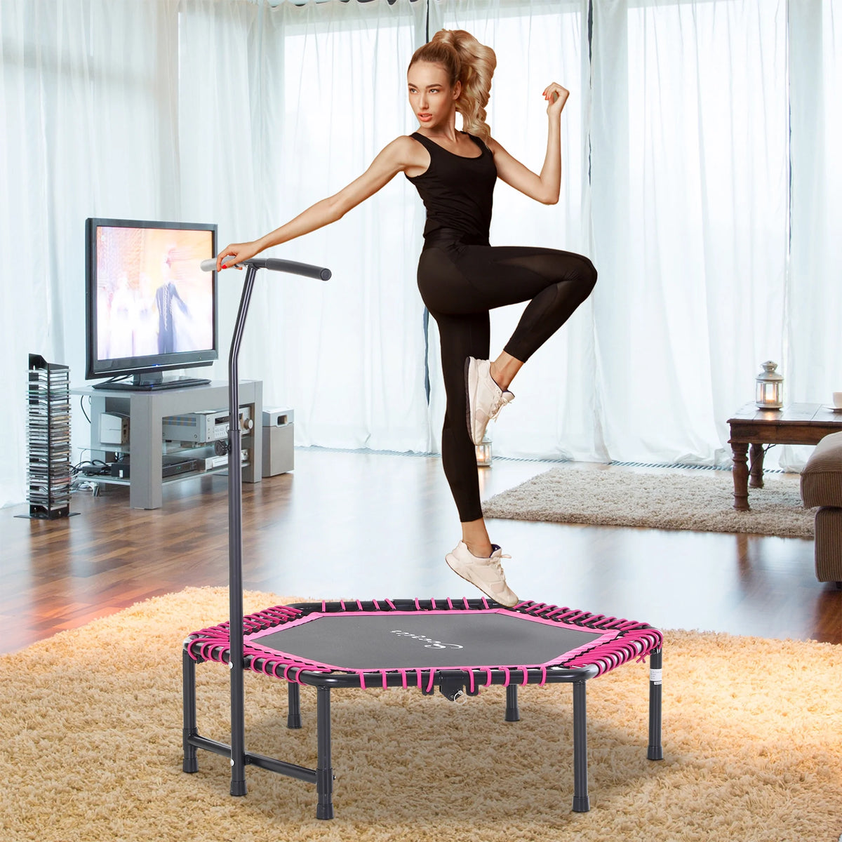 Pink Hexagon Rebounder Trampoline H4502