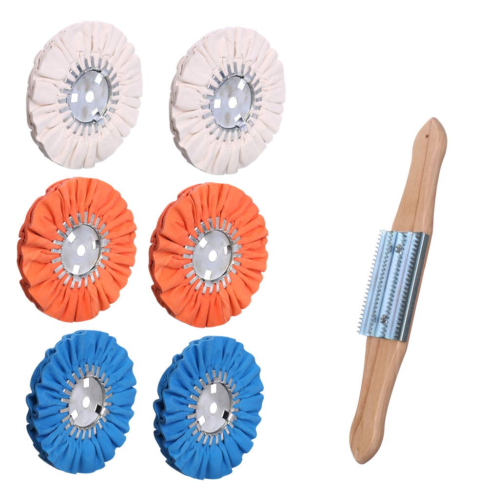 Airway Buffing Wheel Kit 7 PCs, 8" Diameter, 5/8" Arbor Hole, 16 Ply A18780