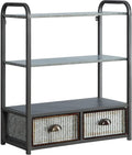 Gray and Galvanized Metal Cabinet F30719
