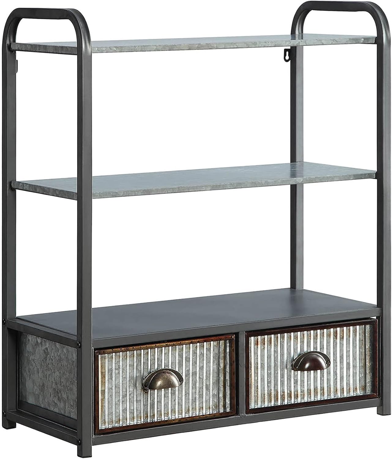 Gray and Galvanized Metal Cabinet F30719
