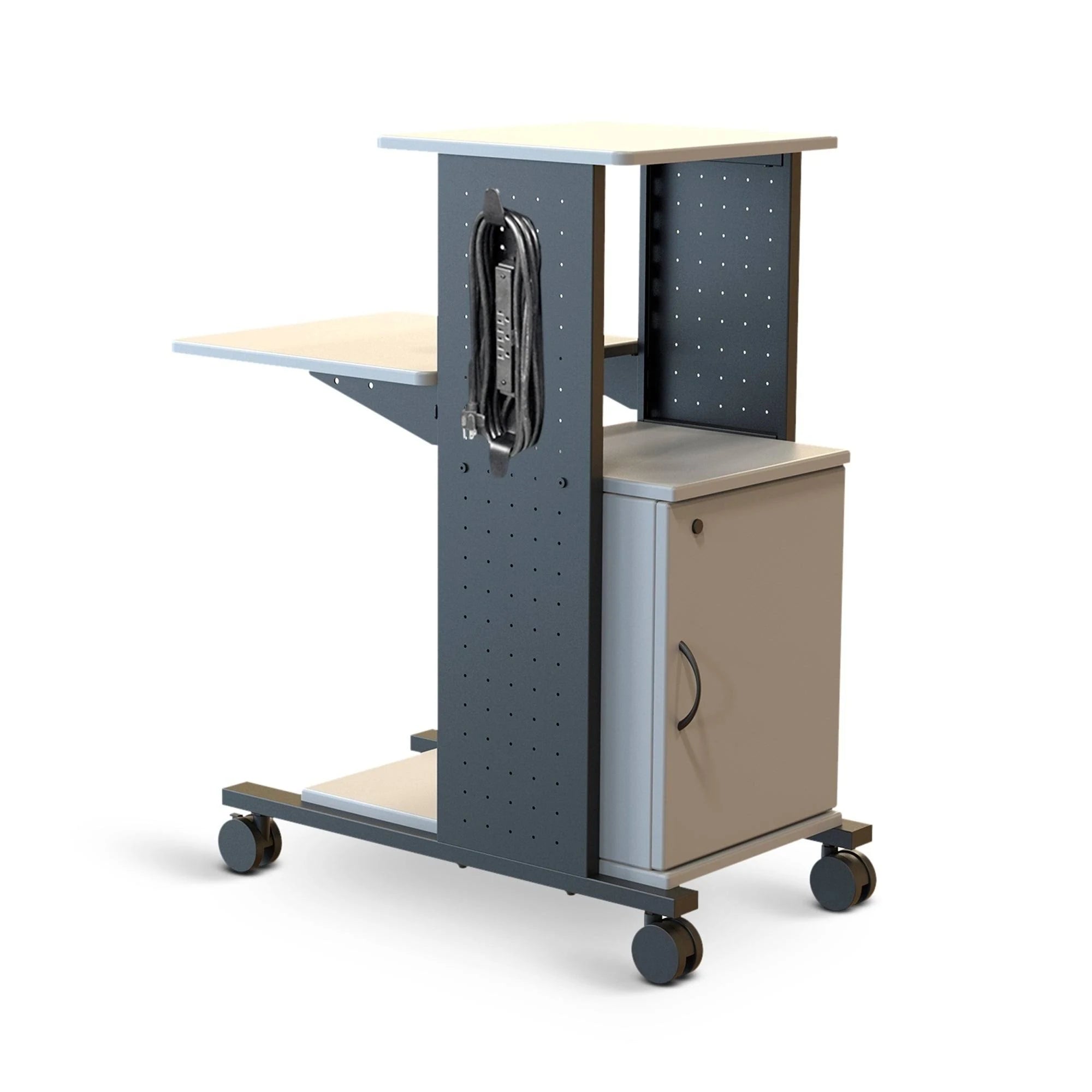 Mobile Presentation Station with Cabinet, Gray R57526