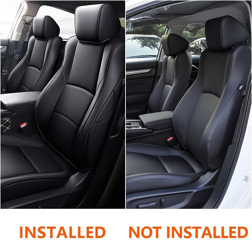 Faux Leather Car Seat Covers Full Set Black E41898