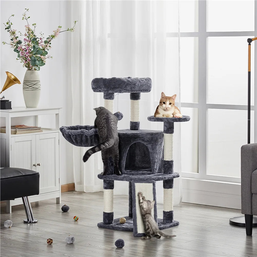 42"H Multilevel Cat Tree Tower with Condo and Perches, Dark Gray R6210