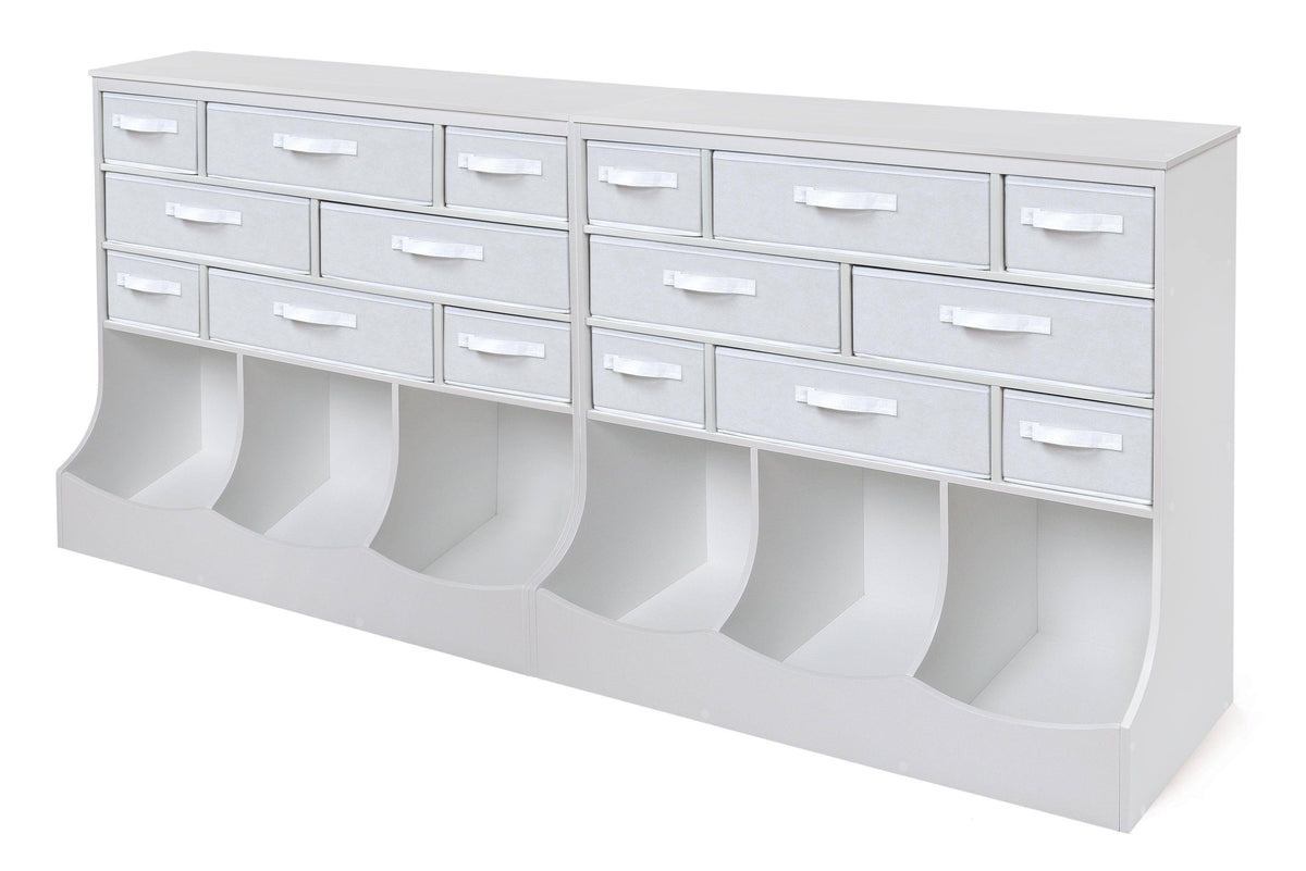 White Storage Station with Eight Baskets and Three Bins M838163