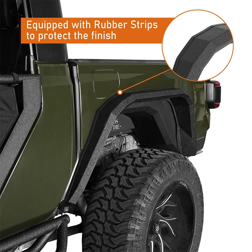 2Pcs Steel Rear Flat Wheel Fender Flares Guard Black P280