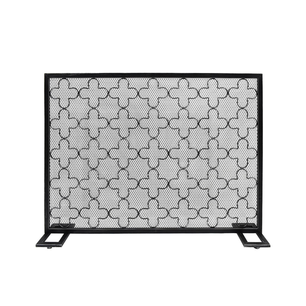 Black Brushed Silver Fireplace Screen I538