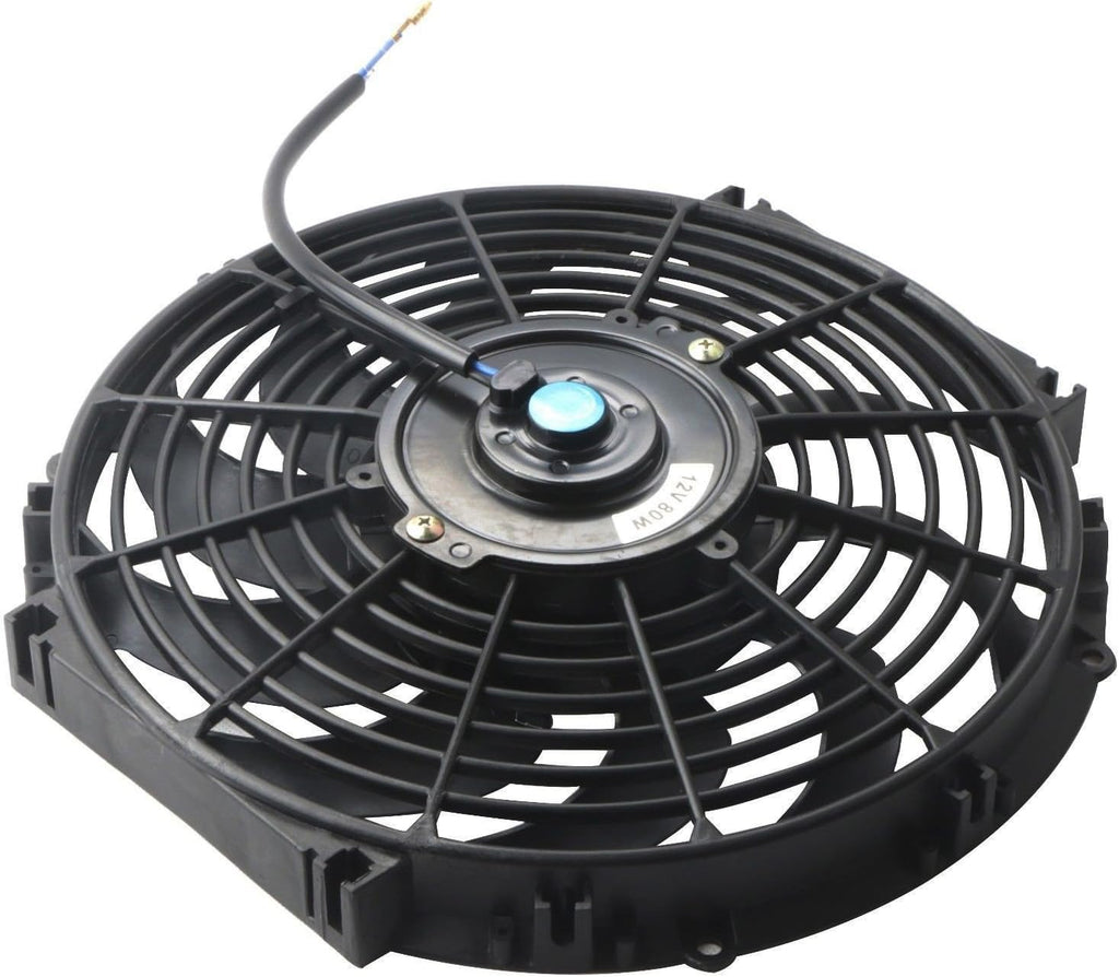 Black Universal Electric Radiator Slim Fan 12V Mounting Kit 12 Inch Set of 2 L85485