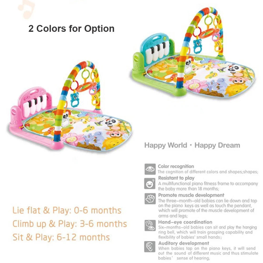 Playmat Kick and Play Piano Gym with Hanging Mirror Musical Activity Center Tummy Time Play Mat J440664
