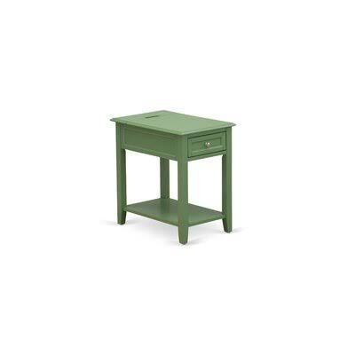 Clover Green Solid Wood End Table with Storage and Built-in Outlets D6511