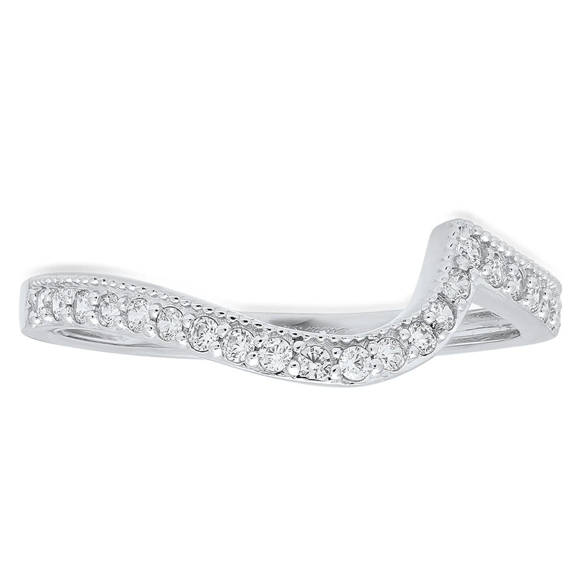 0.16 ct Round Cut Natural Diamond VS1-VS2 J-K Solid 18K White Gold Stackable Ring M63226
