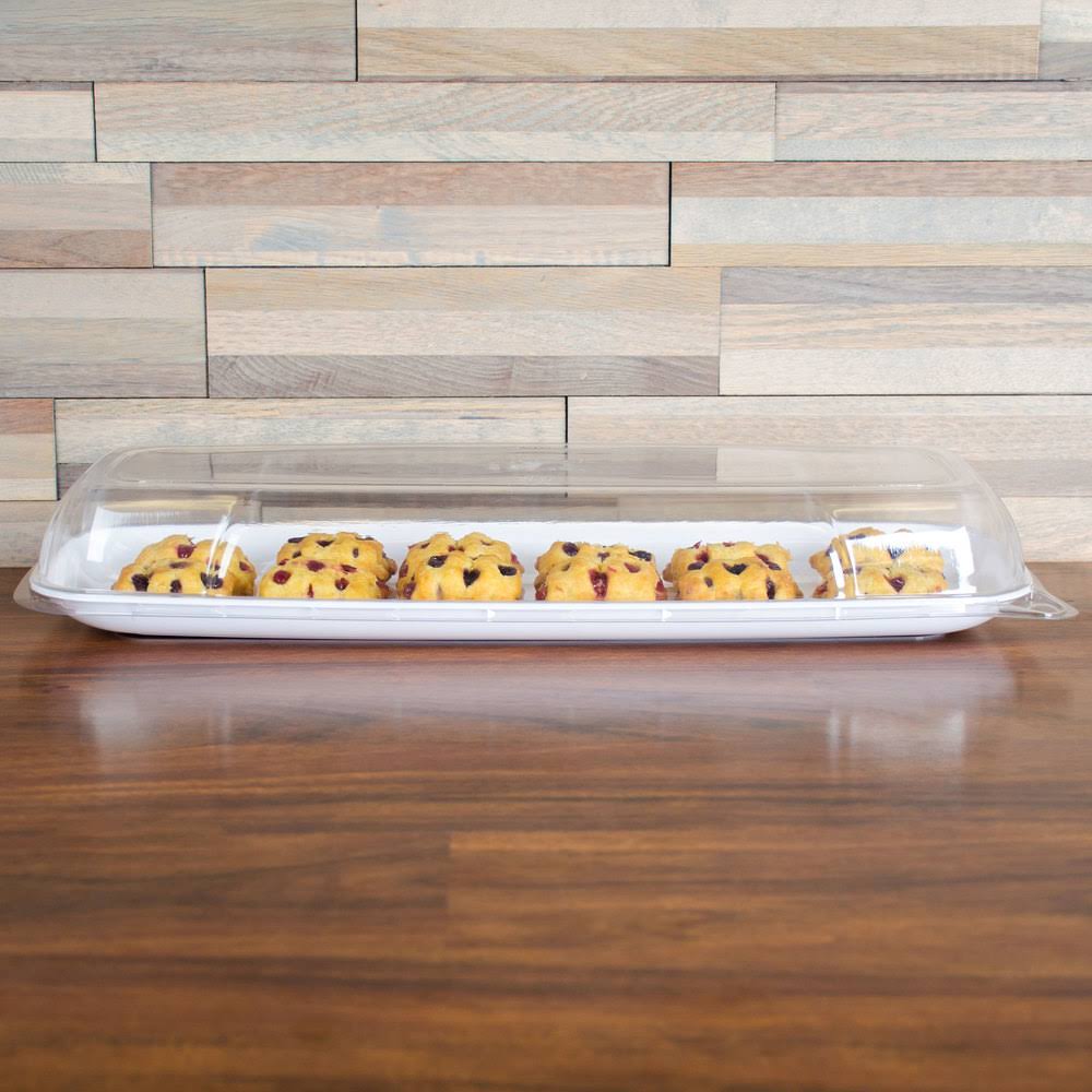 White Rectangular Polystyrene Platter / Catering Tray - 25/Case P36385