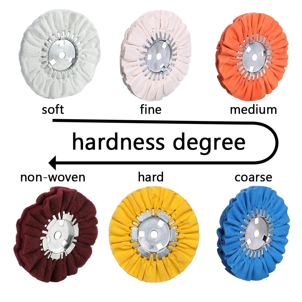 Airway Buffing Wheel Kit 7 PCs, 8" Diameter, 5/8" Arbor Hole, 16 Ply A18780