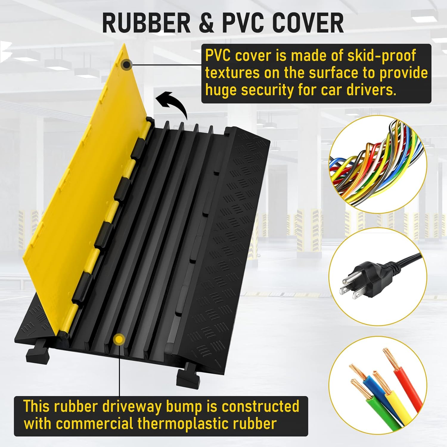 Heavy Duty Rubber Cable Protector 5 Channel 1 Pack 18000 Lb V84267