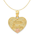 14K Two-Tone Gold Little Sister Heart Pendant with Rope Chain 16" X57647