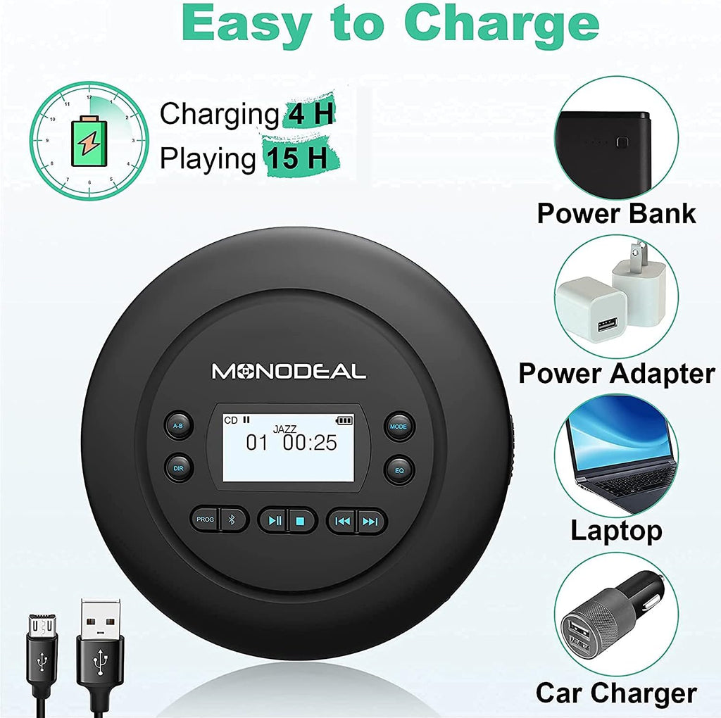 Portable Bluetooth CD Player with Headphones, Pack of 2 L1265