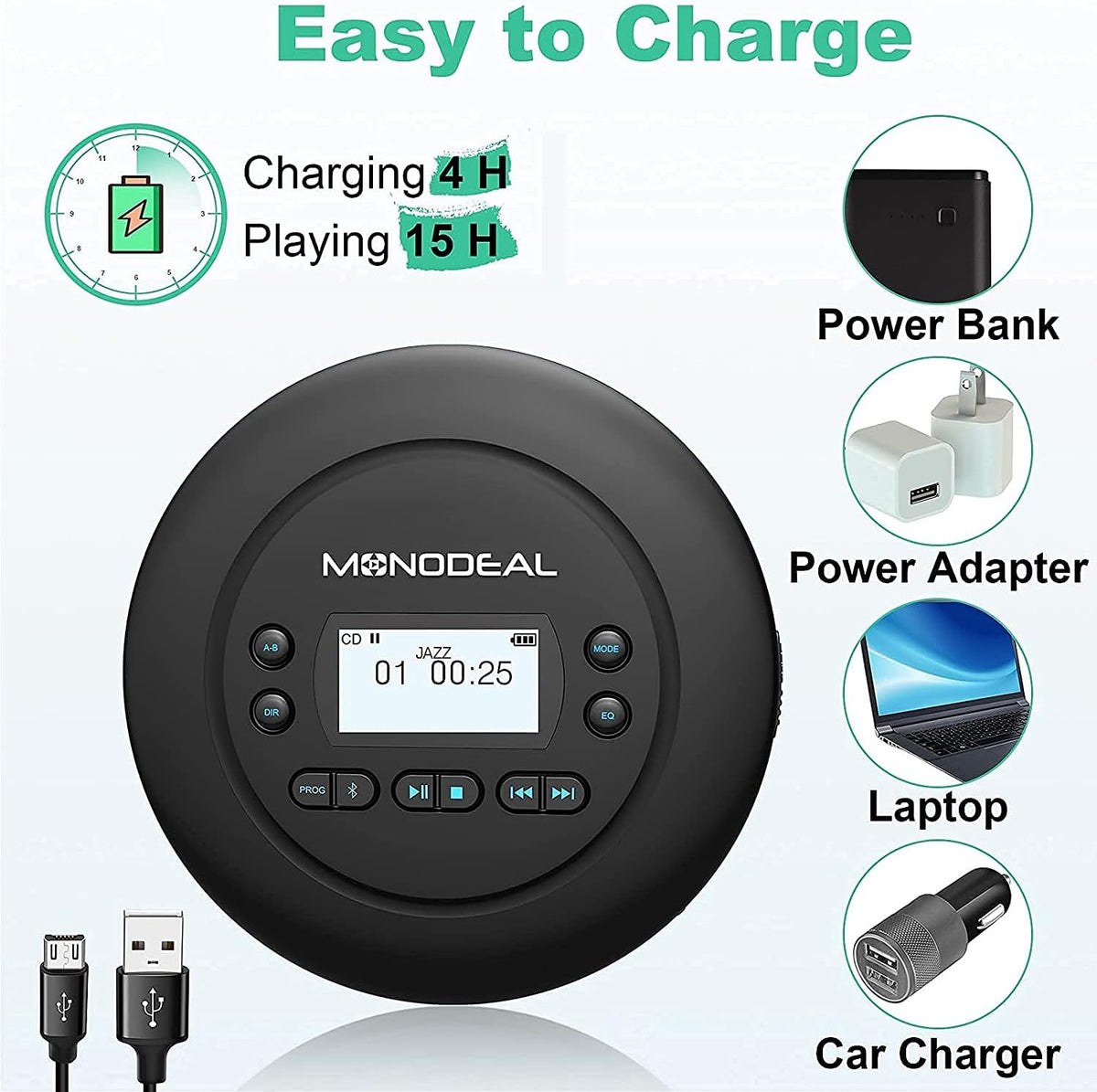 Portable Bluetooth CD Player with Headphones, Pack of 2 L1265