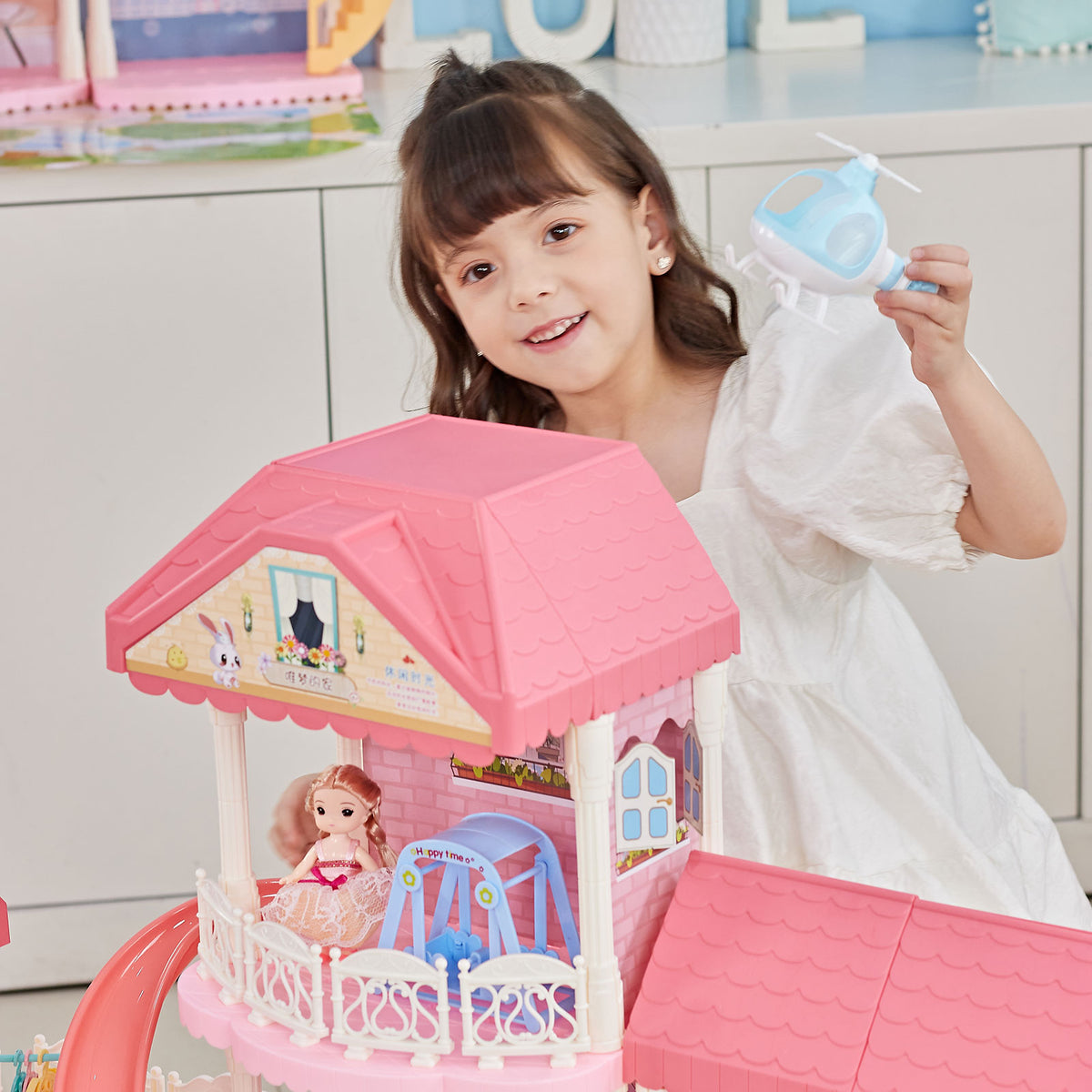 4 Layers 11 Rooms Dollhouse with Light R765