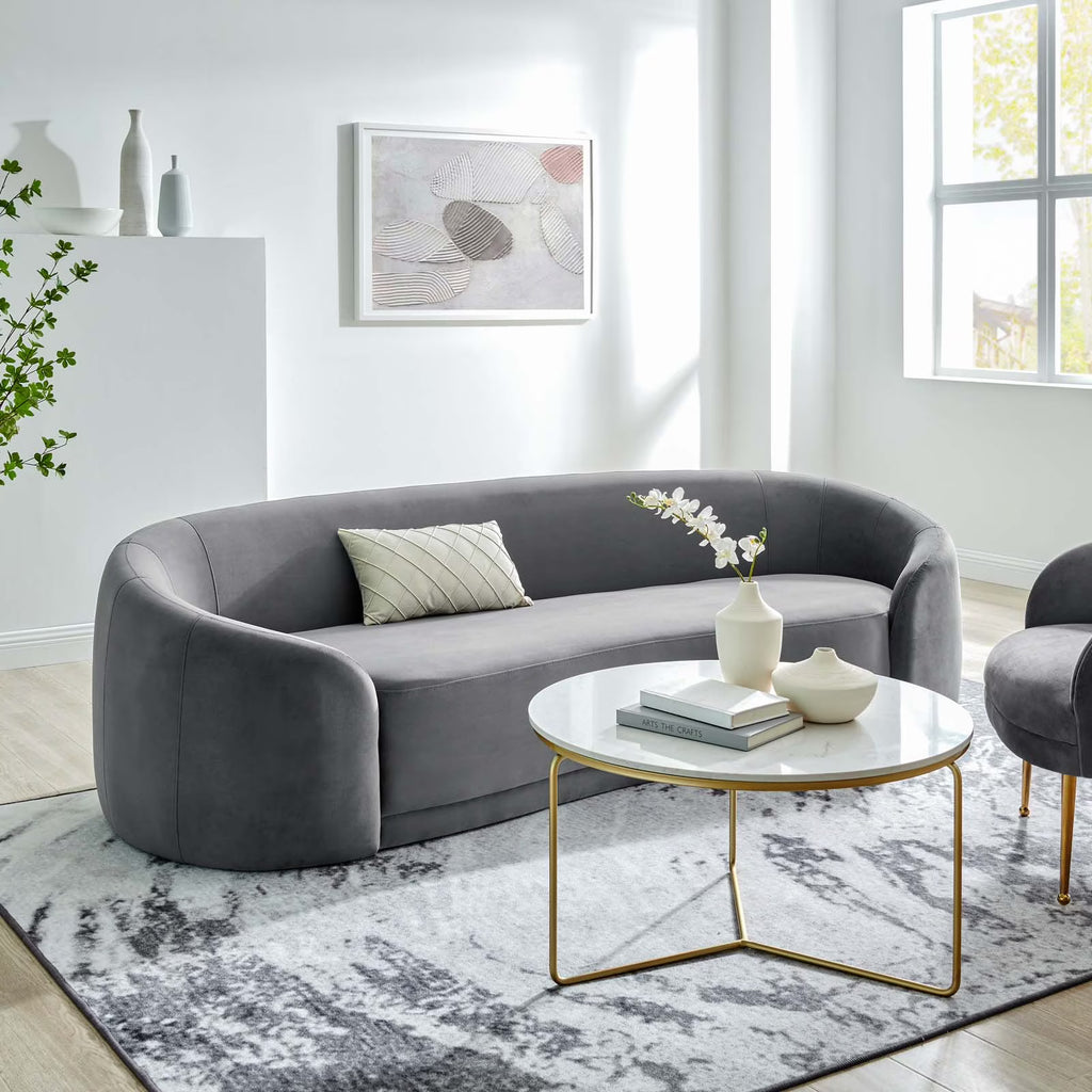 Gray Performance Velvet Sofa D6952