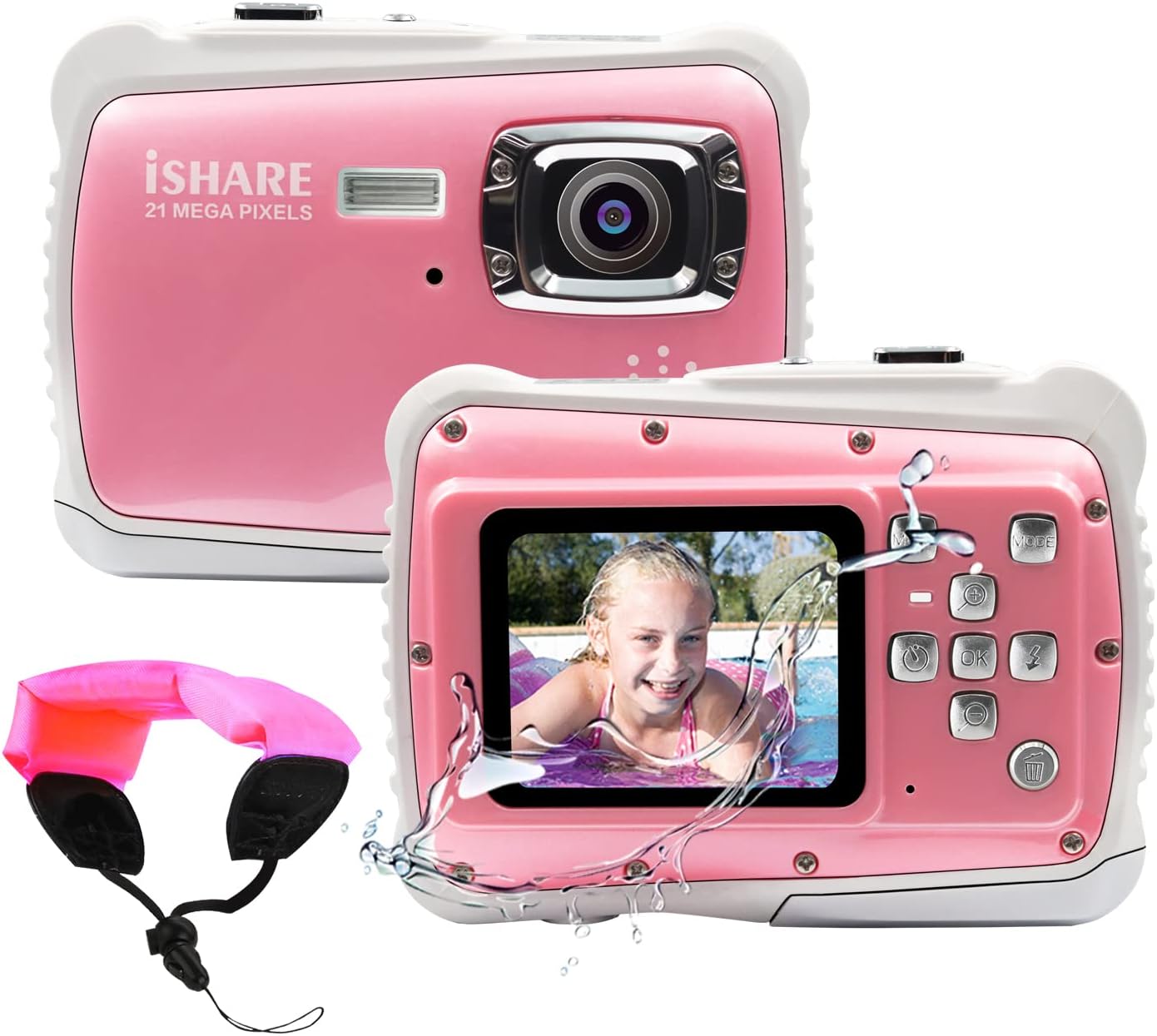 2 Pack Waterproof Kids Camera with 32G Micro SD Card and Float Strap W92456