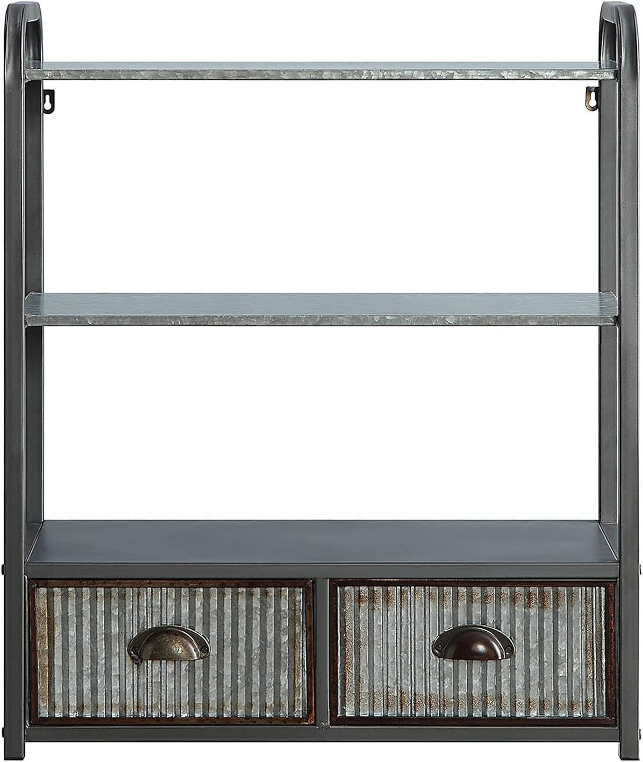 Gray and Galvanized Metal Cabinet F30719