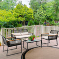 4-Piece Rattan Patio Bistro Set with Gray Cushions and Metal Coffee Table D39399