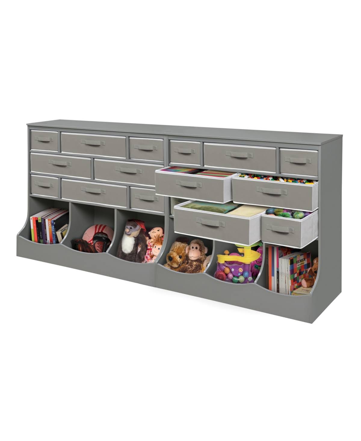 White Storage Station with Eight Baskets and Three Bins M838163