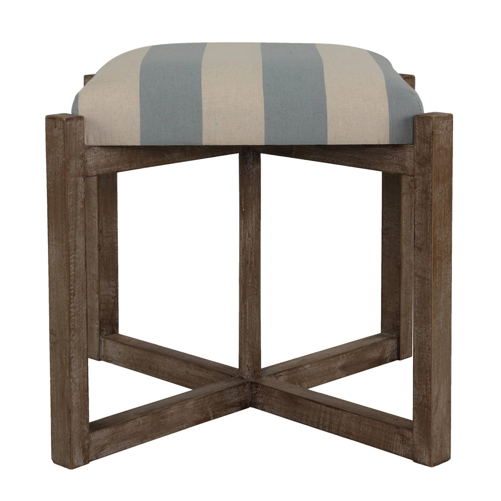 Blue and White Striped Square Ottoman T922