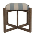 Blue and White Striped Square Ottoman T922