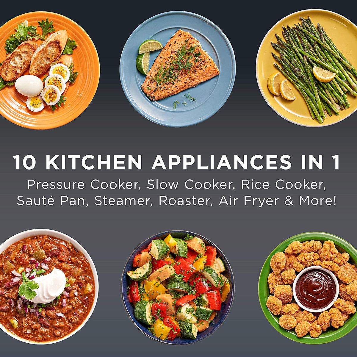 8 Quart Programmable Slow Cooker & Pressure Cooker with Air Fryer Lid, Stainless Steel Q6709