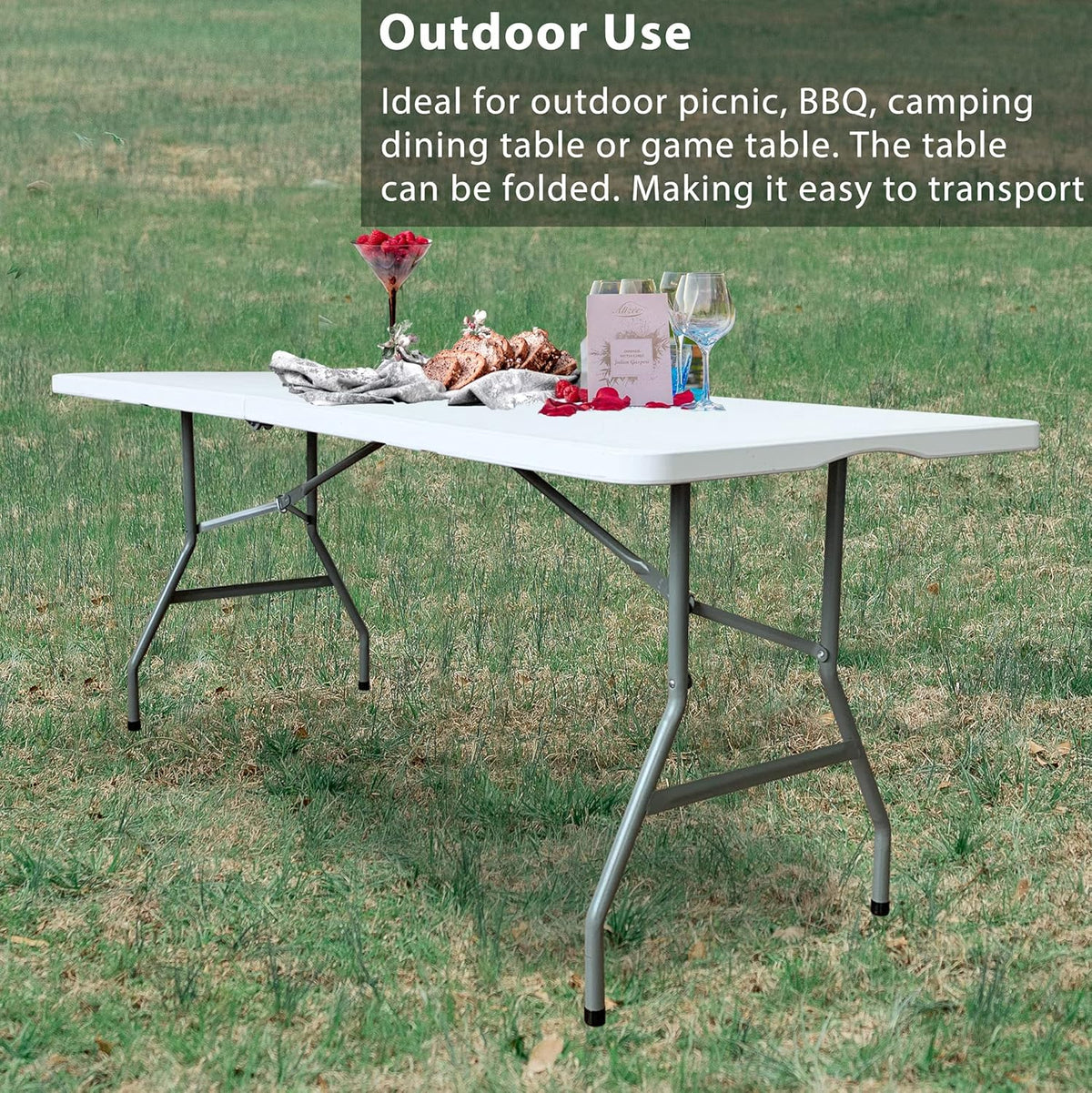 6 Foot Folding Plastic Utility Table with Handle U840