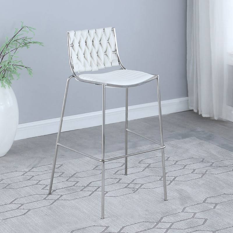 White Stackable Counter Stool with Weave Back, Set of 2 S58246