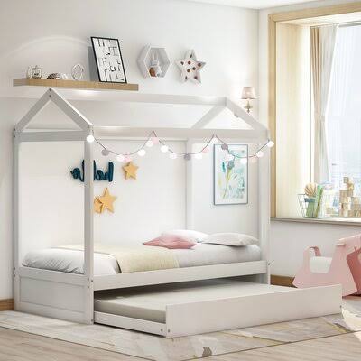 Twin Canopy Bed with Trundle D2548