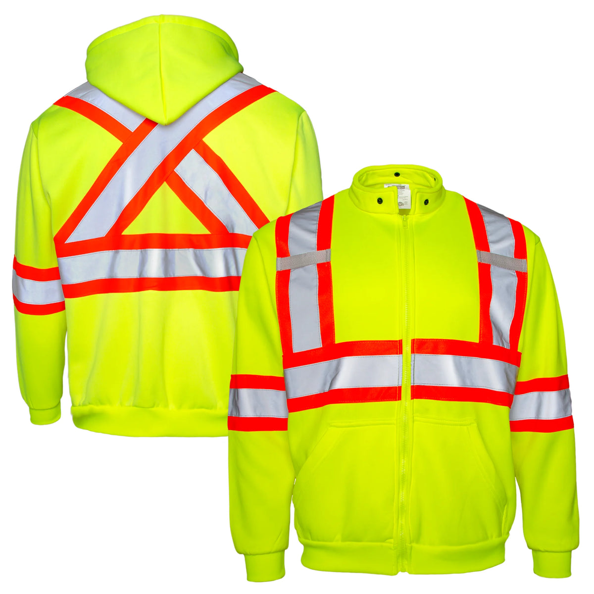 Hi-Vis Safety Full-Zip Hoodie, Yellow, L G59460