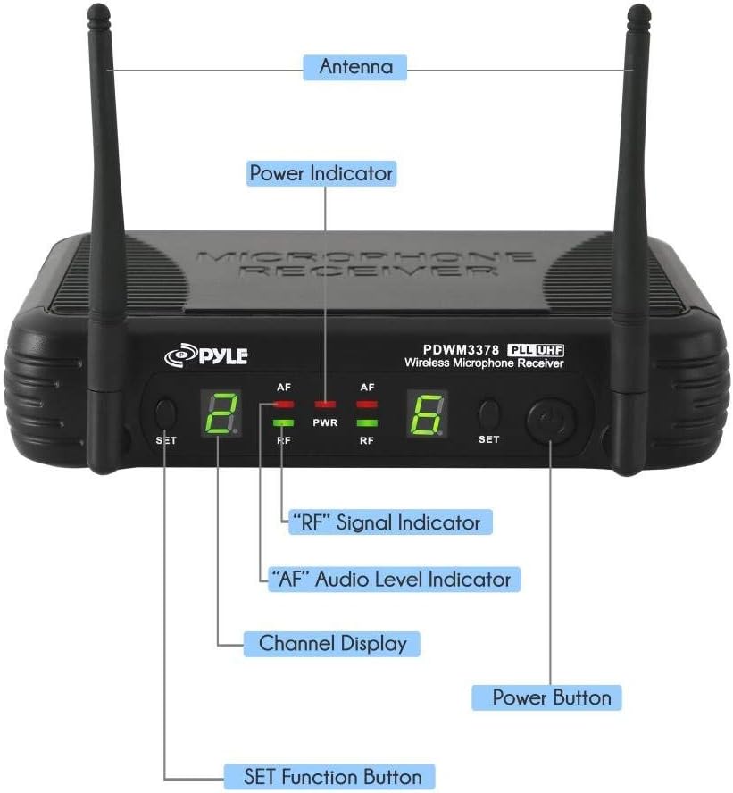 Black Wireless Microphone System with Headset and Lapel Mic R408377