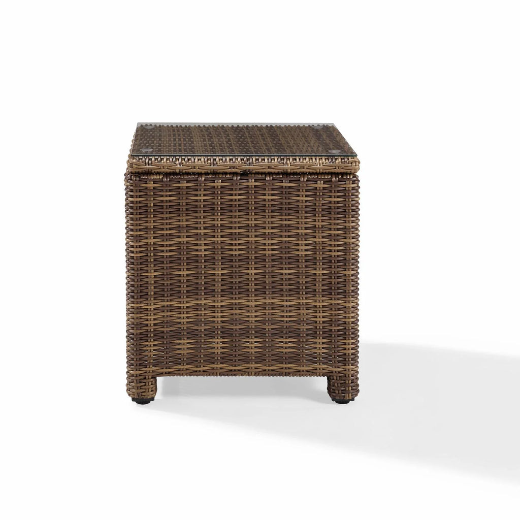 Brown Wicker Rattan Patio End Table J560235