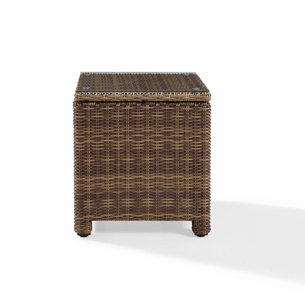 Brown Wicker Rattan Patio End Table J560235