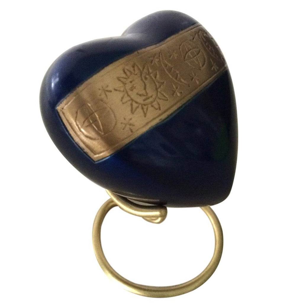 Blue Heart Keepsake Urn with Stand & Velvet Box U16823