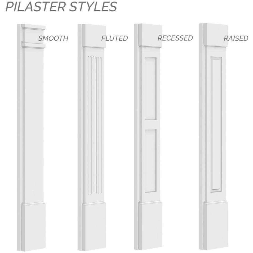 Two Equal Raised Panel PVC Pilaster with Capital and Base (Pair) H84196