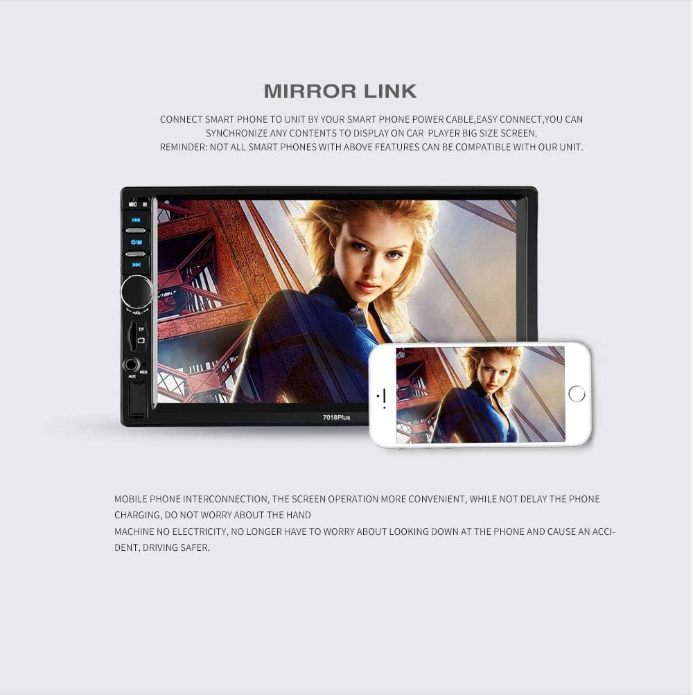 7'' Double Din Car Stereo Bluetooth Radio Receiver Touch Screen MP3/USB/SD FM Audio H6941