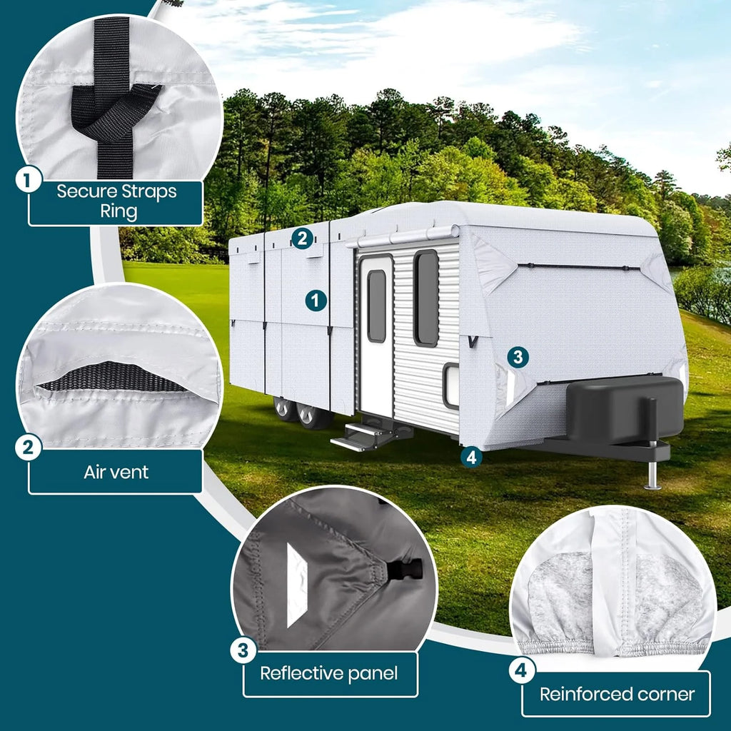 Ripstop Diamond Travel Trailer RV Cover with Adhesive Repair Patch (Fits 33' - 35') Z247