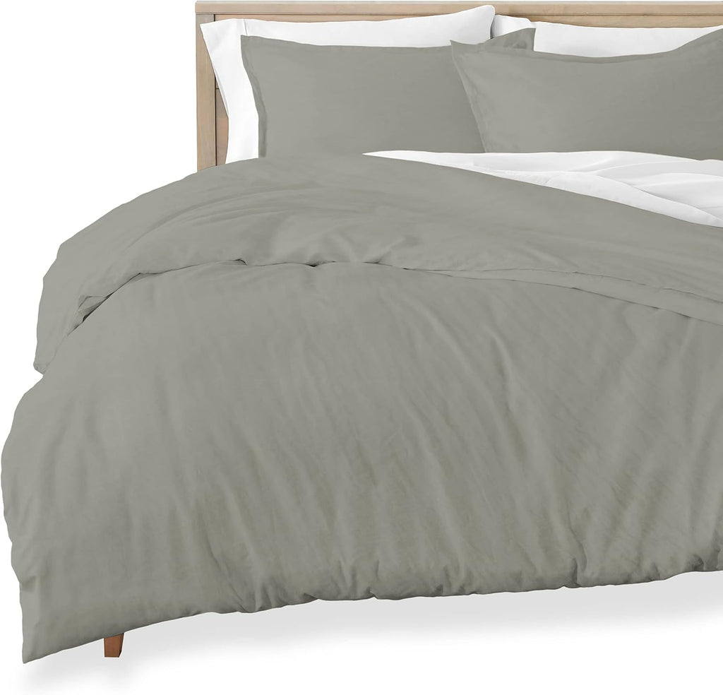 Queen Size Sandwashed White Brushed Microfiber Duvet Cover Pack of 2 L38347