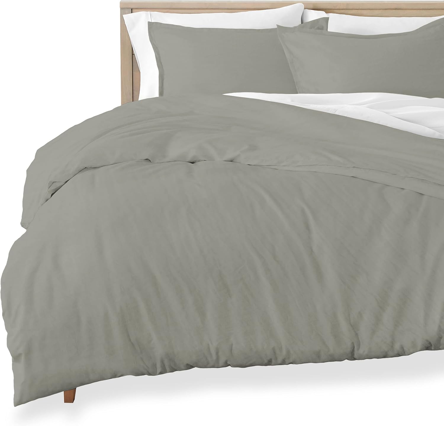 Queen Size Sandwashed White Brushed Microfiber Duvet Cover Pack of 2 L38347