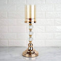 Gold 17 in Tall Metal Glass Crystal Candle Holder Centerpiece R725330