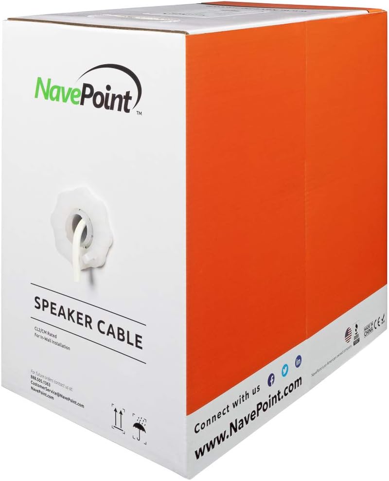 500ft 16/4 AWG 4 Conductor White Speaker Cable Wire R415