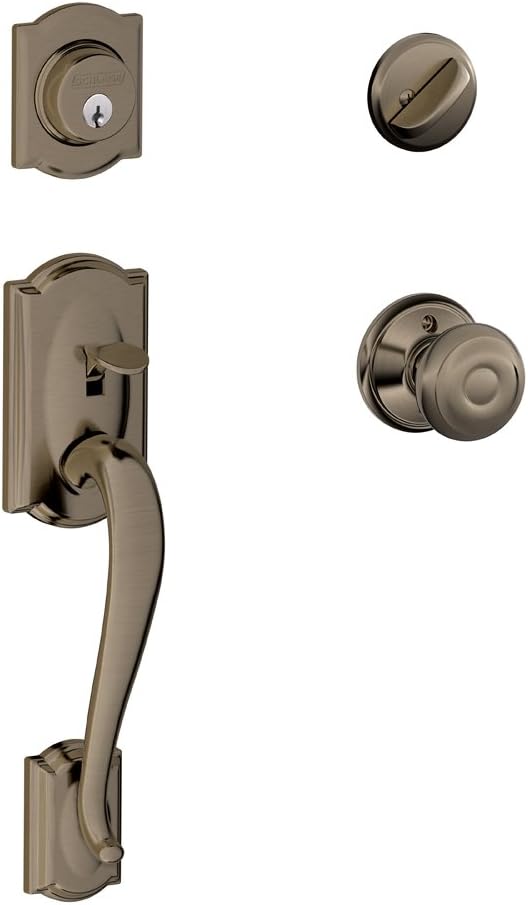 Matte Black Single Cylinder Handleset and Georgian Knob W526