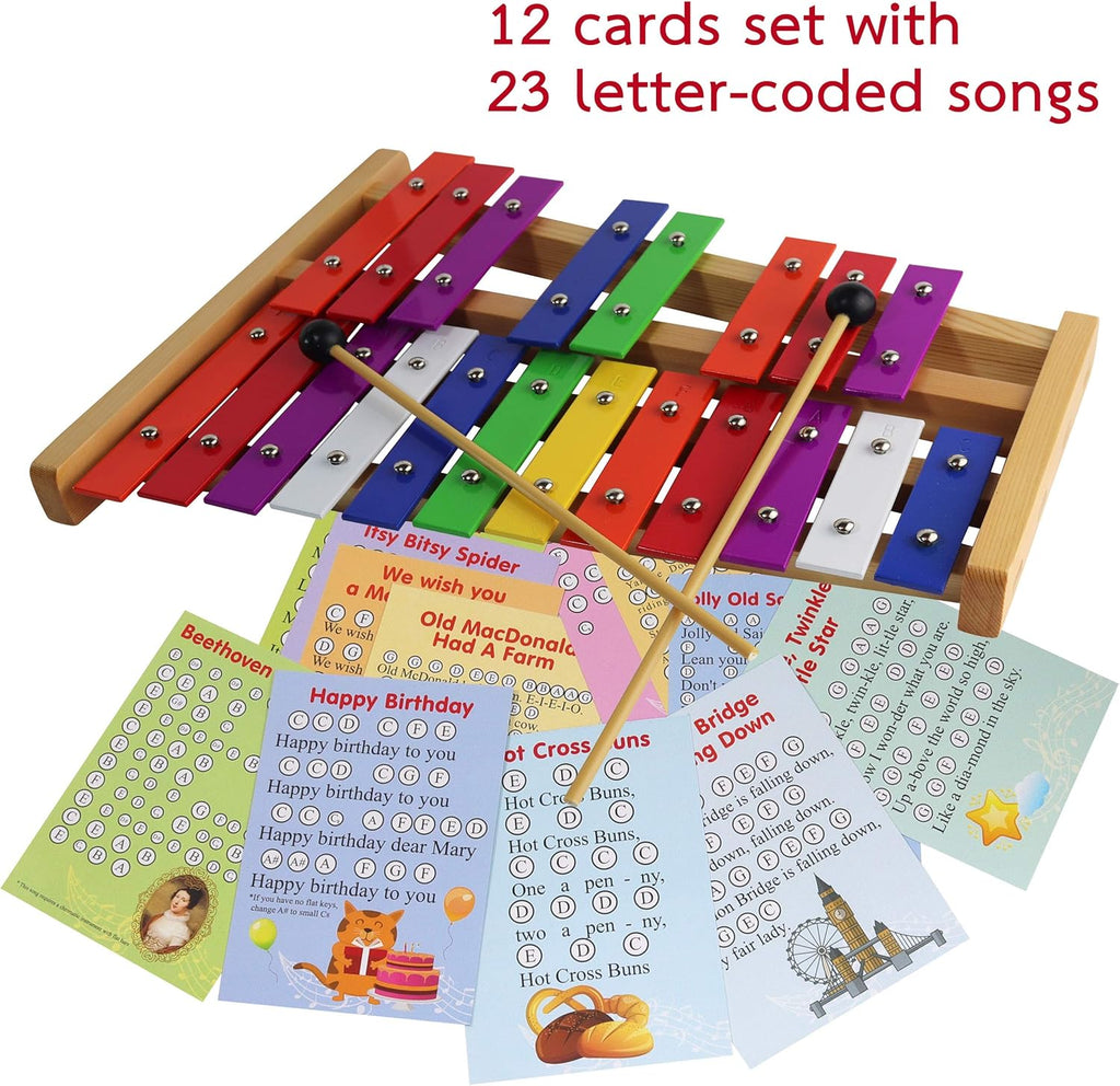 20 Note Chromatic Glockenspiel Metal Xylophone Sheet Music Cards Pack of 2 H722674