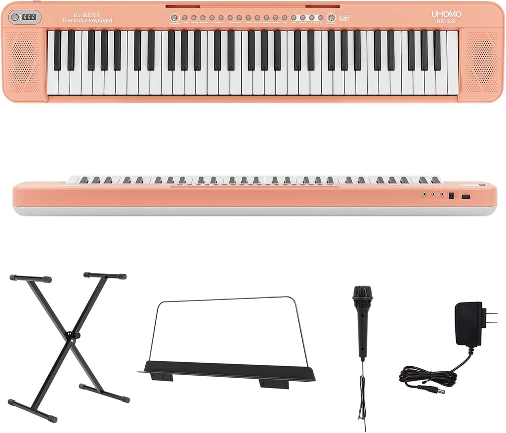 Pink Electric Piano Keyboard with Stand, 61 Key, Pack of 2 R23326